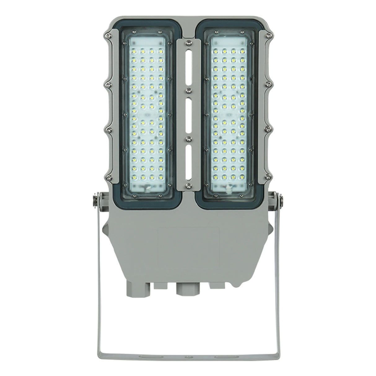 Front view of 150W C1D2 LED explosion proof floodlight, featuring high-efficiency chips and 21,000lm daylight output.
