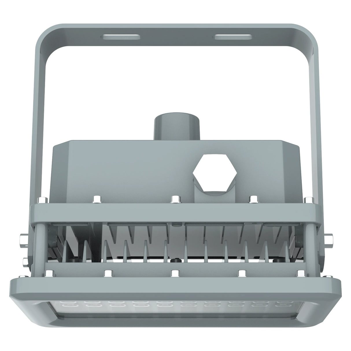 Front view of 20W C1D2 LED_explosion proof square floodlight featuring a tempered glass lens and rugged safe housing.