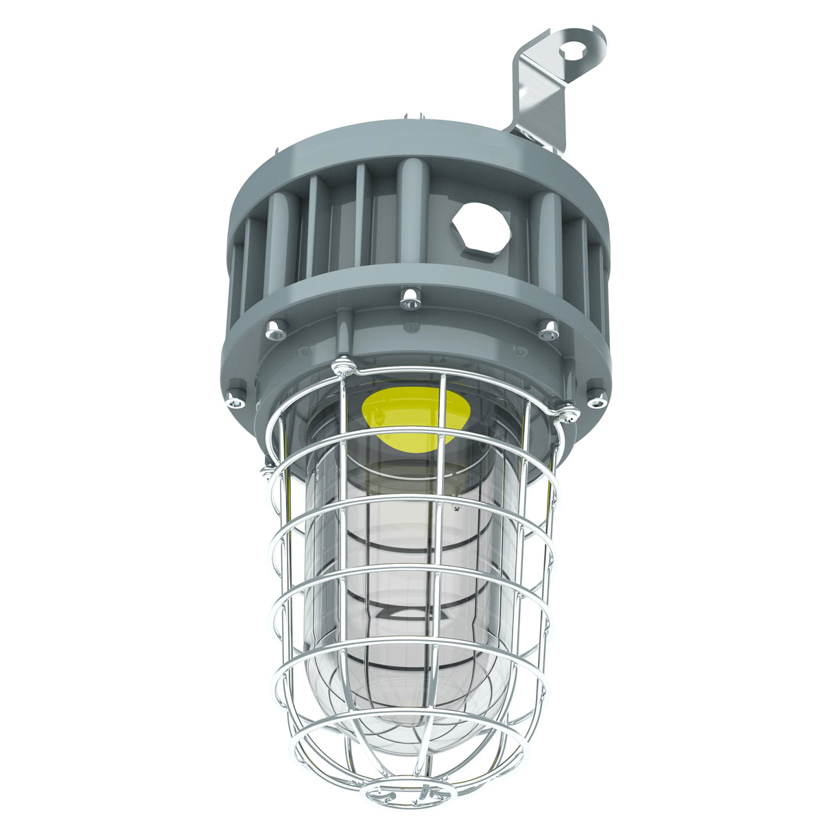 30W 3,150 lumens explosion proof jelly jar fixture showing the high-transmittance glass for optimal light distribution.