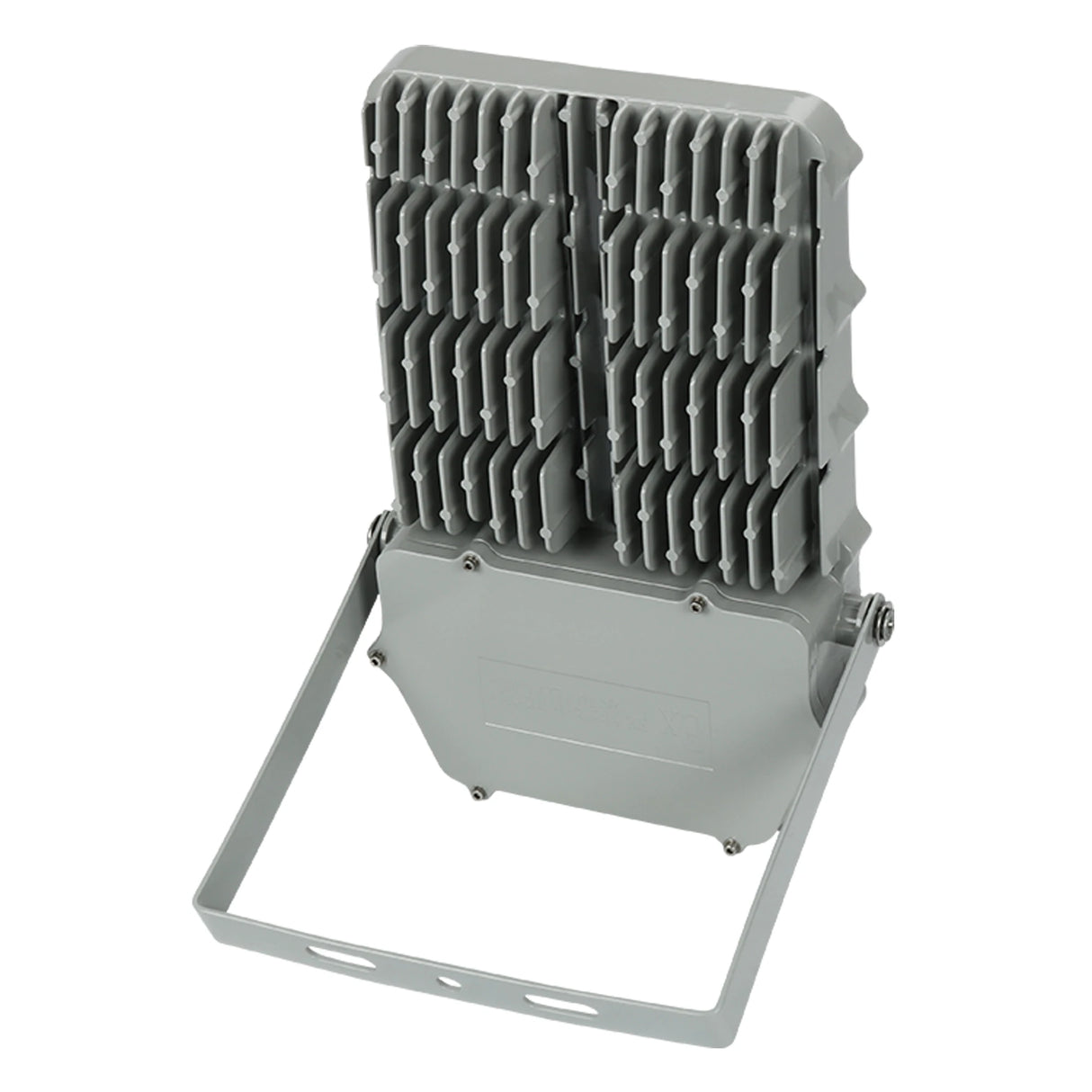 Top view of the IP67 rated driver housing and secure wiring port on a 200W C1D2 explosion proof LED flood light.