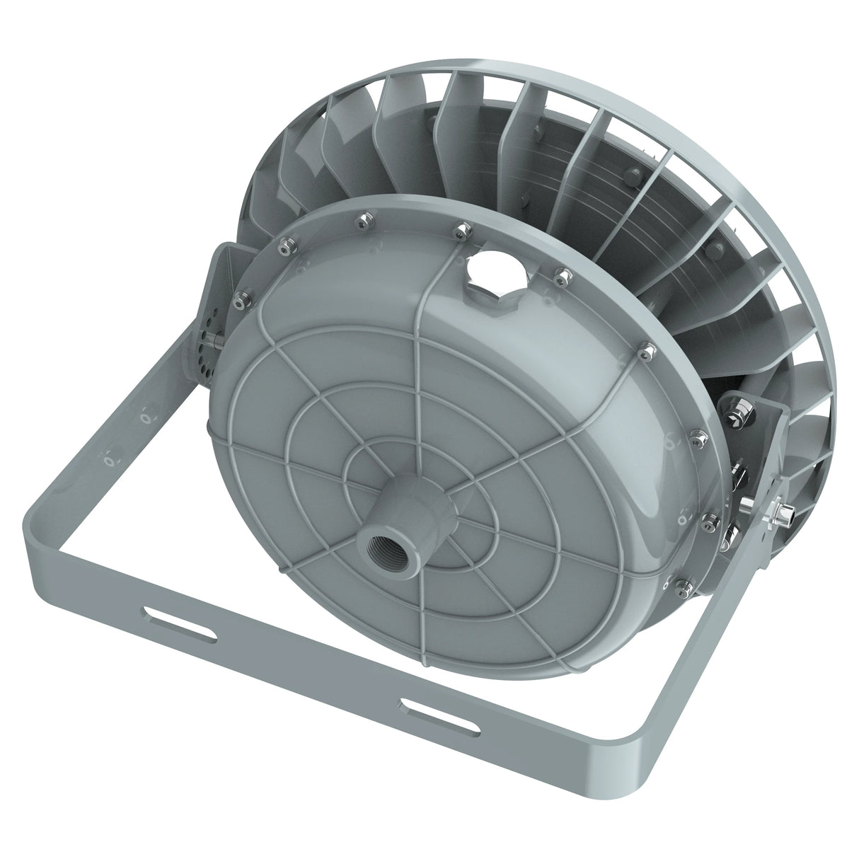 Detailed side profile of 200W C1D2 explosion proof LED high bay with industrial-grade bracket and safe housing.