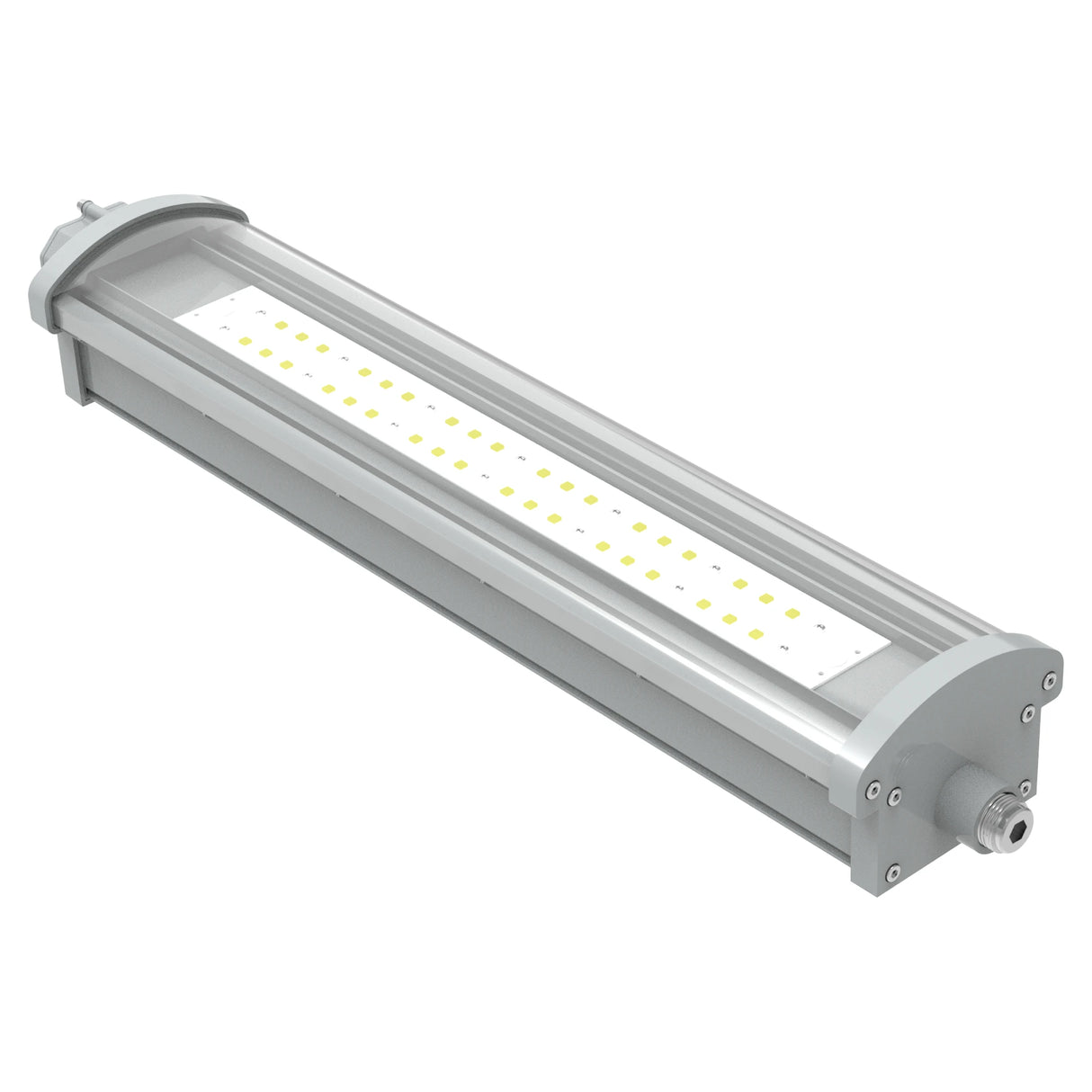 40W C1D2 explosion proof 1x2 linear LED tube light, 5,600 lumens 5000K, hazardous area lighting for industrial use.