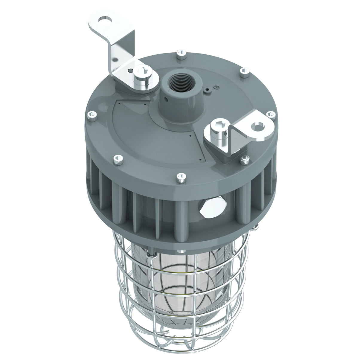 Bottom view of 40W C1D2 explosion proof jelly jar LED light, showing the protective housing and robust industrial design.