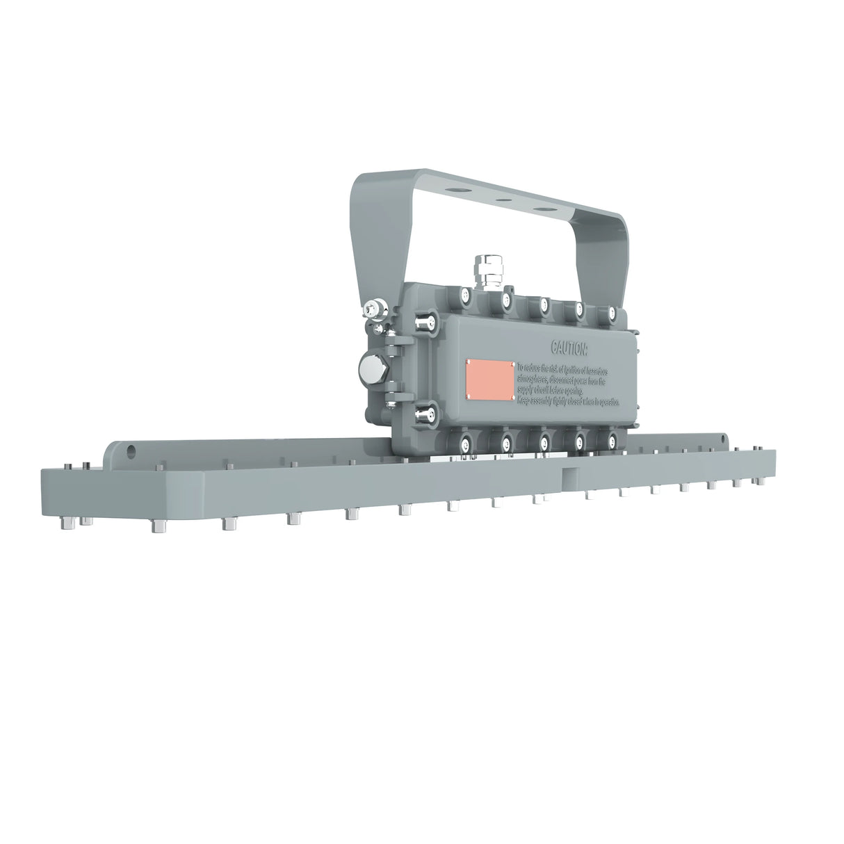 Side profile of 60W Class I Div 1 LED linear high bay, featuring a rugged corrosion-resistant industrial design.