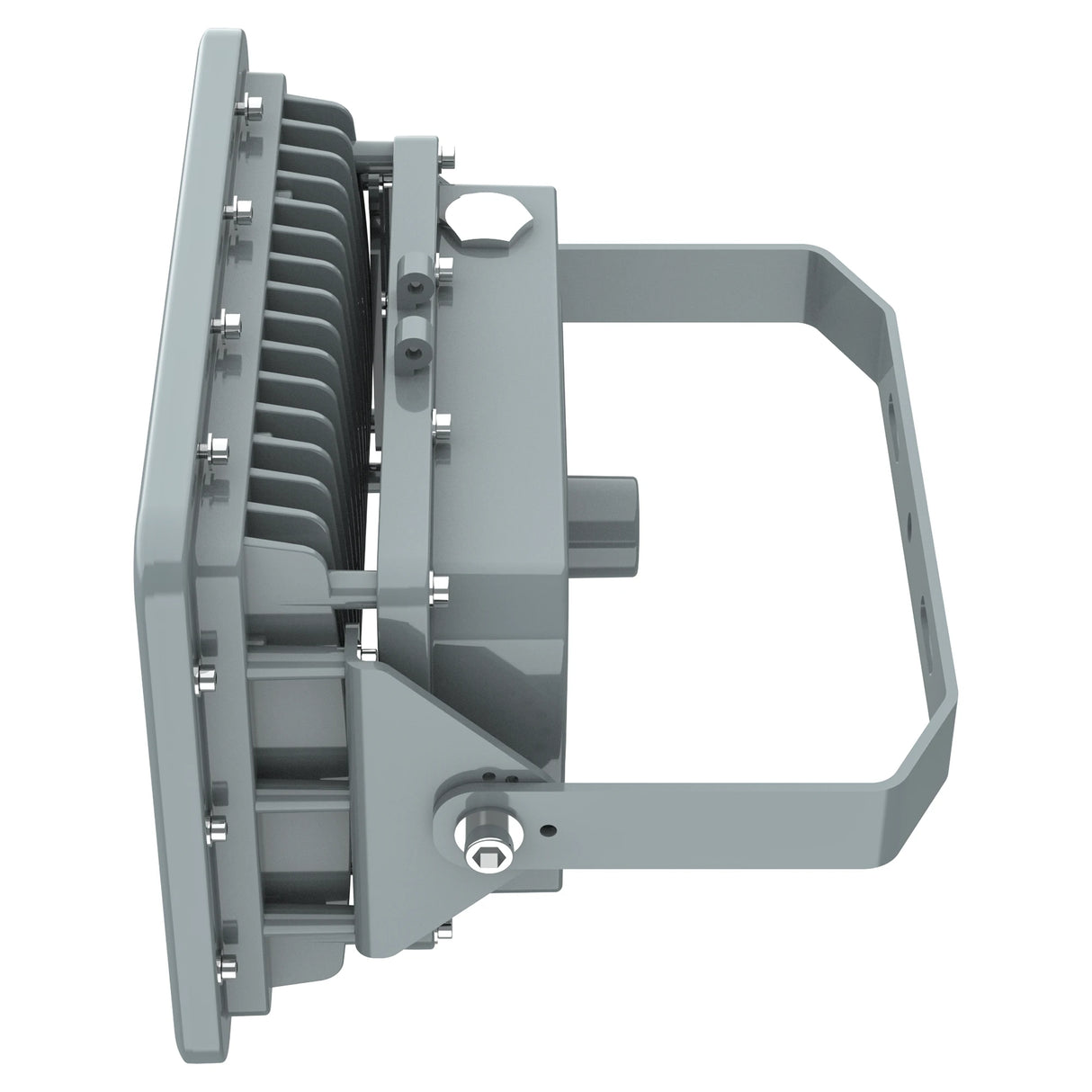 Top view of the high-voltage 200-480V driver compartment on a 60W Class I Div 2 LED square flood light.