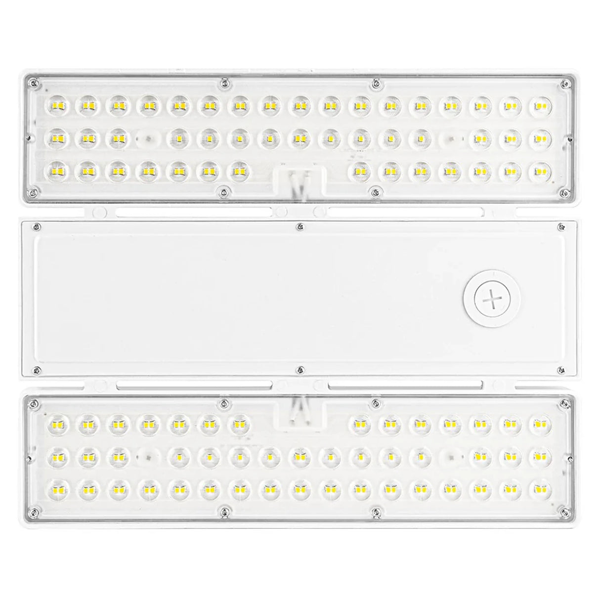 Selectable wattage linear high bay LED light with clear lens and dual side light panels