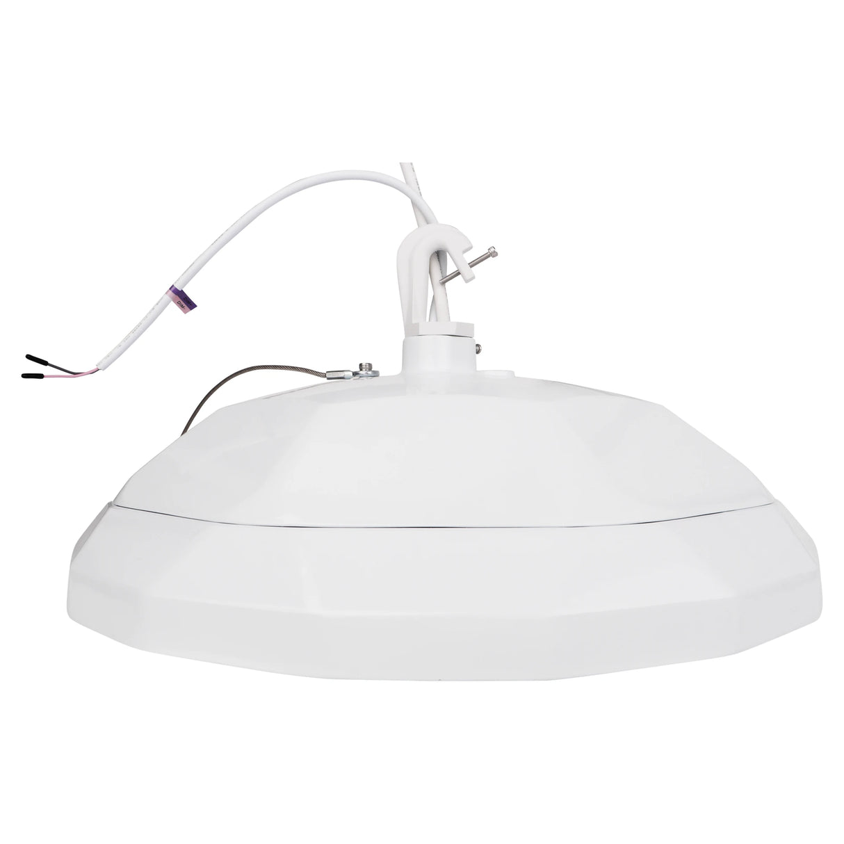 UFO LED High Bay Light Side View with Bracket Mount and Power Cable - Industrial Warehouse Ceiling Fixture