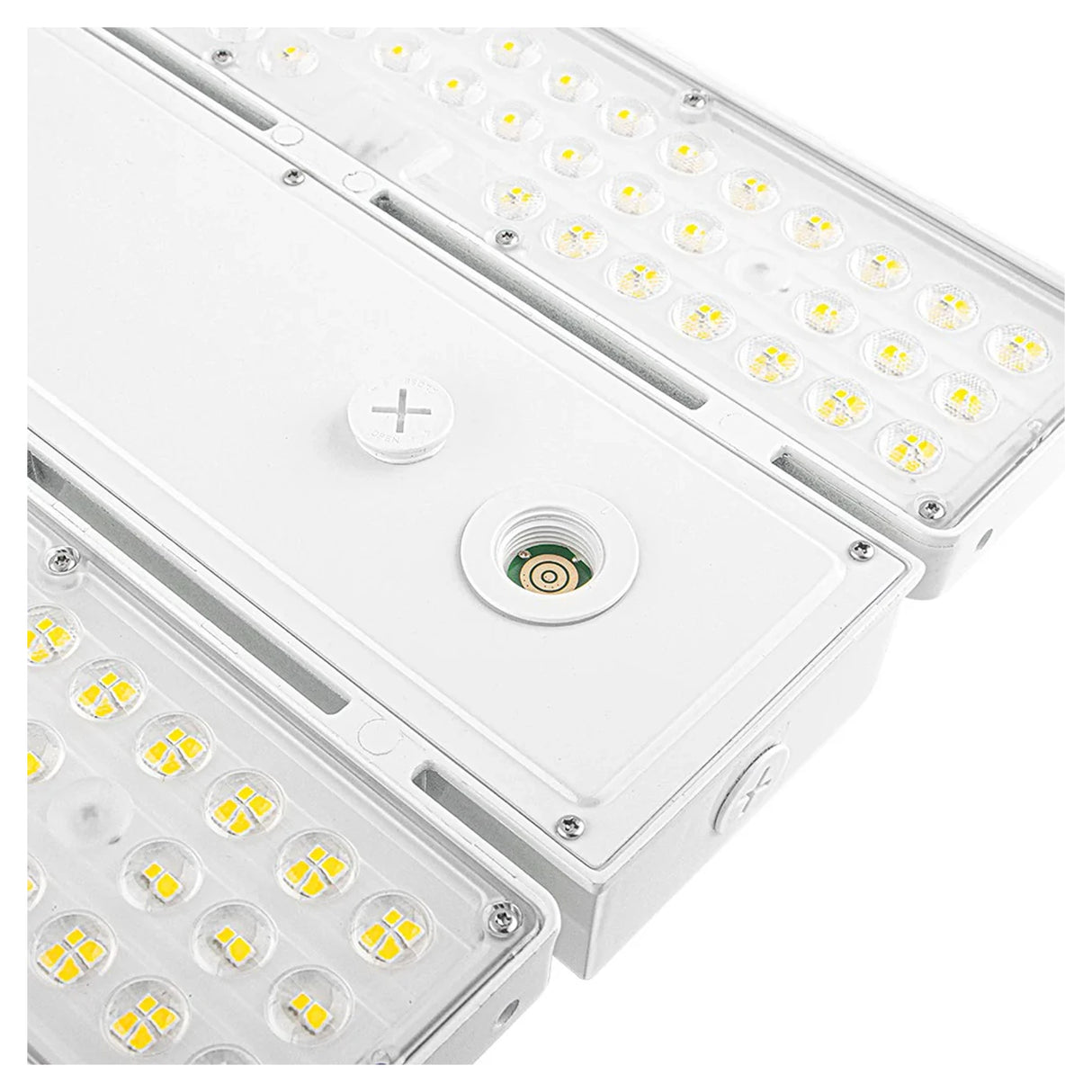white linear high bay led fixture with selectable led modules and integrated driver compartment