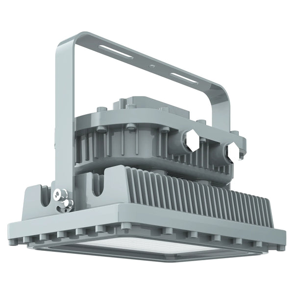 Explosion proof square flood LED light D Series with junction boxes for high risk industrial facilities