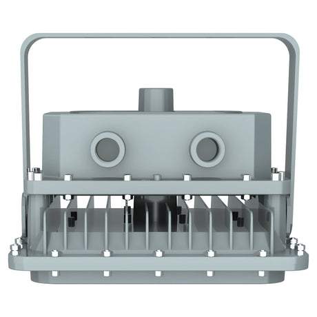 Front view of 80W C1D1 LED explosion proof square floodlight with thick tempered glass and 11,200lm output.