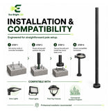 Installation and mounting details for 15 Ft Round Steel Light Pole 3, including compatibility and wiring guidance.