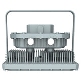 Side view of 150W Class I Division I LED floodlight showing deep aluminum radiator fins for maximum heat dissipation.