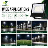 Housing, lens and construction details of 150W LED Flood Light 5000K IP65 for Commercial for durable commercial use.