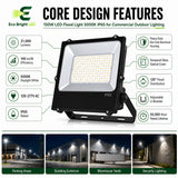 Key performance and design features of 150W LED Flood Light 5000K IP65 for Commercial for commercial lighting projects.