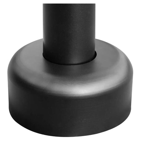 Black round steel light pole base cover close-up with anchor bolt installation for 15 ft outdoor light pole