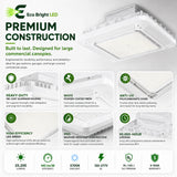 Housing, lens and construction details of 180W LED Canopy Light 5700K for Gas Stations for durable commercial use.