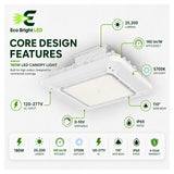 Key performance and design features of 180W LED Canopy Light 5700K for Gas Stations for commercial lighting projects.