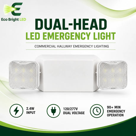 2.4W Dual-Head LED Emergency Light for product overview with key specifications for commercial lighting applications.