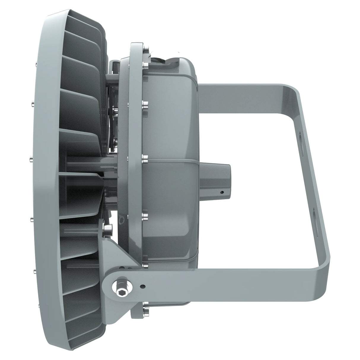 Side profile of 200W C1D2 LED explosion proof high bay showing the rugged industrial housing and heat dissipation.