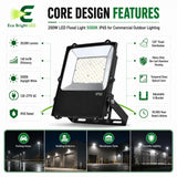 Key performance and design features of 200W LED Flood Light 5000K IP65 for Commercial for commercial lighting projects.