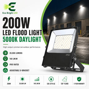 200W LED Flood Light 5000K IP65 for product overview with key specifications for commercial lighting applications.