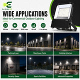 200W LED Flood Light 5000K IP65 for shown in recommended commercial applications for efficient, reliable illumination.