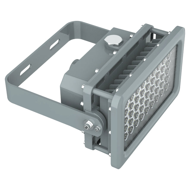 Top-down perspective of 20W C1D2 explosion proof square LED flood light, 2,800lm for small industrial hazardous areas.
