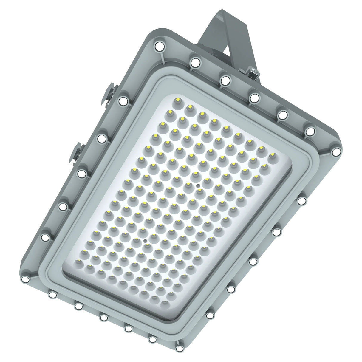 Front light-emitting surface of 150W C1D1 LED explosion proof light with 21,000LM and impact-resistant tempered glass.