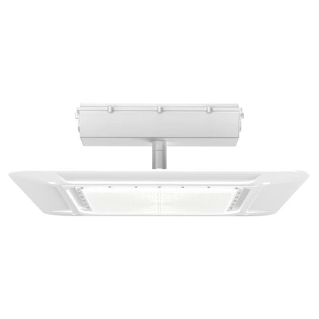 White rectangular 240W LED canopy light with 5700K color temperature, shown from below with a centered mount