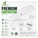Housing, lens and construction details of 2FT LED Linear High Bay 110W-220W for Warehouse for durable commercial use.