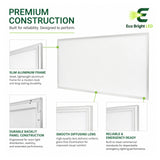 Housing, lens and construction details of 2x4 LED Emergency Backlit Panel 30-72W for Office for durable commercial use.