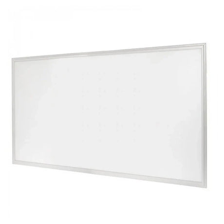 White 2x4 LED backlit emergency panel light with slim rectangular frame for office ceilings