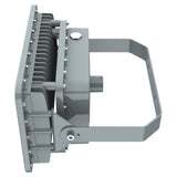 Advanced aluminum radiator fins on the back of a 300W C1D2 explosion proof square LED light for thermal safety.