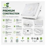 Housing, lens and construction details of 30/40/55W LED Canopy Light 3CCT for Parking for durable commercial use.