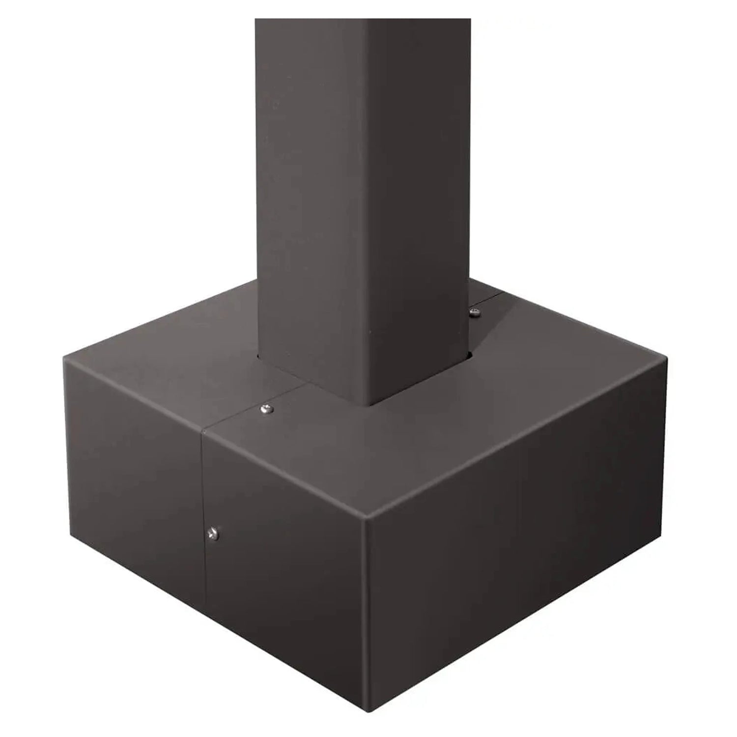 Dark bronze square steel light pole base cover with anchor bolt installation for 30 ft outdoor light pole