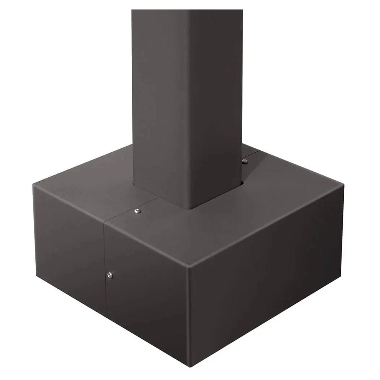 Dark bronze square steel light pole base cover with anchor bolt installation for 30 ft outdoor light pole