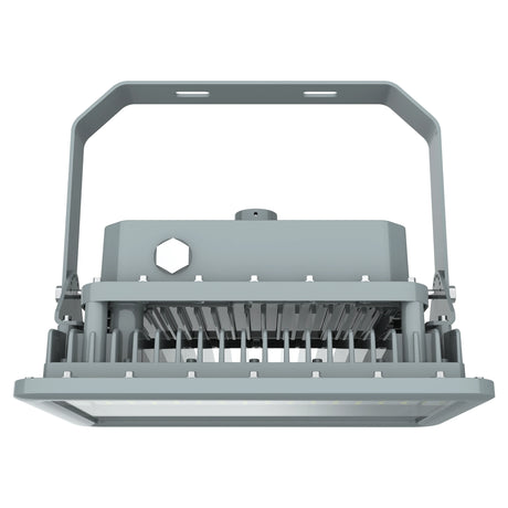 Front view of 250W C1D2 LED explosion proof square floodlight with multi-chip 35,000lm daylight output.