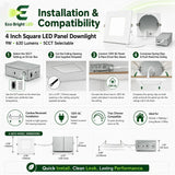 Installation and mounting details for 4 Inch Square LED Panel Downlight 9W, including compatibility and wiring guidance.