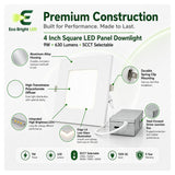 Housing, lens and construction details of 4 Inch Square LED Panel Downlight 9W for Kitchen for durable commercial use.