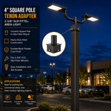 4 inch square pole tenon adapter with 2-3/8 slip fitter mount for area light installation