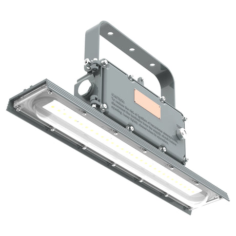 Front view of 40W 2ft C1D2 linear explosion proof light showing high-transmittance PC lens and high-efficiency LED chips.
