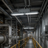 40W 5,600lm explosion proof linear light illuminating a refinery catwalk with 5000K daylight.