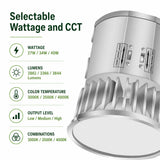 Selectable wattage LED recessed downlight with 3000k, 3500k, and 4000k settings