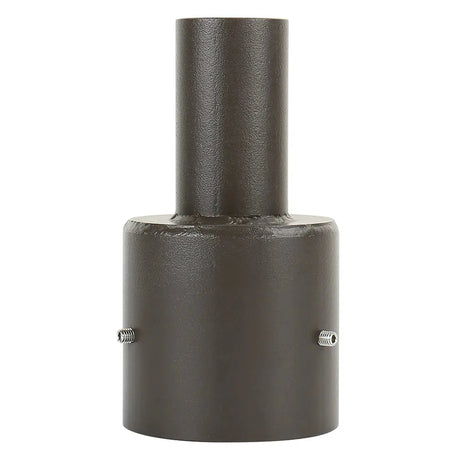 Dark bronze 4 inch round pole tenon adapter with 2-3/8 in OD tenon for area lights and parking lot lights