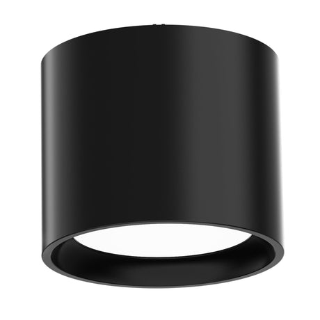 Black 5-inch LED cylinder downlight with recessed white diffuser for retail and commercial ceiling lighting