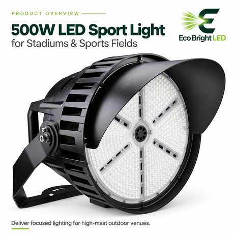 500W LED sport light with black housing and adjustable bracket for stadium and sports field lighting