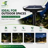 50W 5700K solar LED post top light with round solar panel for parks, pathways, and off-grid outdoor areas