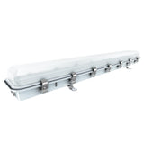 Side view of 50W C1D2 LED vapor tight explosion proof fixture, featuring a rugged 1x4 linear housing for safety.