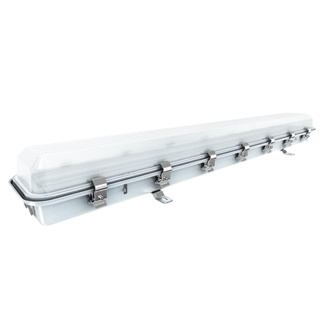 Side view of 50W C1D2 LED vapor tight explosion proof fixture, featuring a rugged 1x4 linear housing for safety.