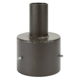 Dark bronze 5 inch round pole tenon adapter with 2-3/8 in OD tenon for area lights and parking lot lights